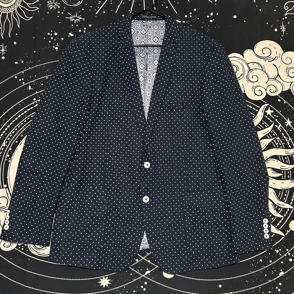 Paisley & Gray Suit Jacket Men's 46 Blue Polka Dot Notch Lapel Slim-Fit Formal